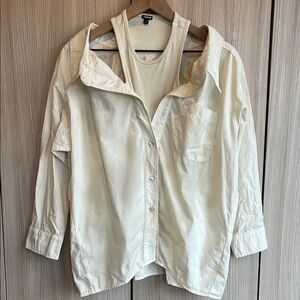 Monrow Cream Ribbed Top